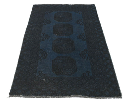 3x6 Vintage Blue Gray Persian Style Over Dyed Hand Knotted Low Pile Wool Area Rug